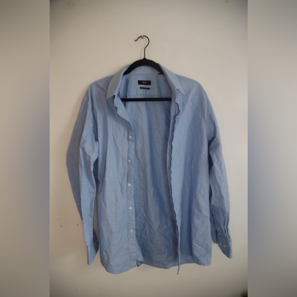 Hugo Boss Casual Button Down Shirt Light Blue Men's Medium